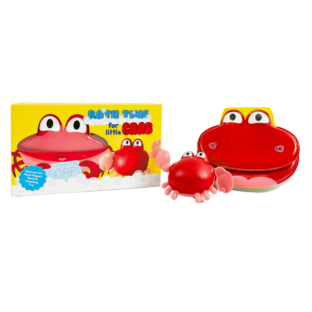 Bath Time For Little Crab - Children's Waterproof Hand Puppet Book and Swimming Toy